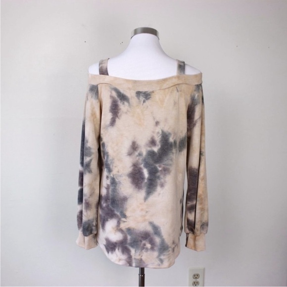 Open Tie Dye Cold Shoulder French Terry Top Large/XLarge - Picture 5 of 8